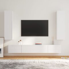 vidaXL 4-osaline telerikappide komplekt, kõrgläikega valge, tehispuit hind ja info | TV alused | kaup24.ee