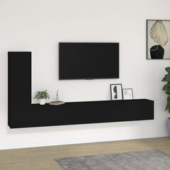 vidaXL 3-osaline telerikappide komplekt, must, tehispuit hind ja info | TV alused | kaup24.ee