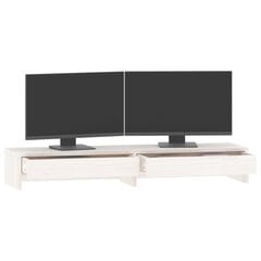 vidaXL monitorialus, valge, 100x27x15 cm, männipuit hind ja info | Monitori hoidjad | kaup24.ee