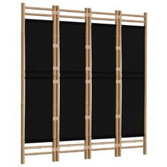 vidaXL kokkupandav 4 paneeliga ruumijagaja, 160 cm, bambus ja lõuend hind ja info | Sirmid ja vaheseinad | kaup24.ee