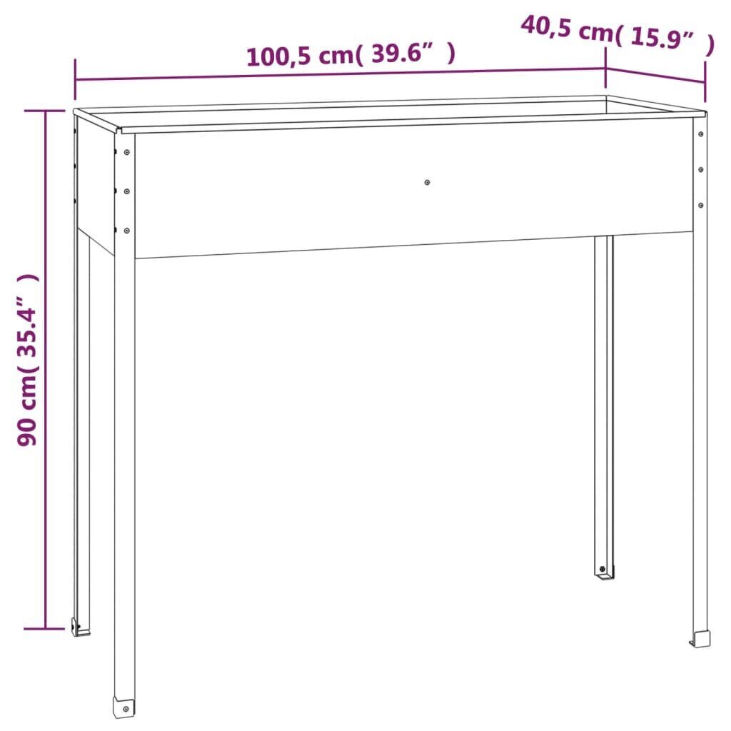 vidaXL aia taimekast, antratsiit, 100,5x40,5x90 cm, tsingitud teras hind ja info | Dekoratiivsed lillepotid | kaup24.ee