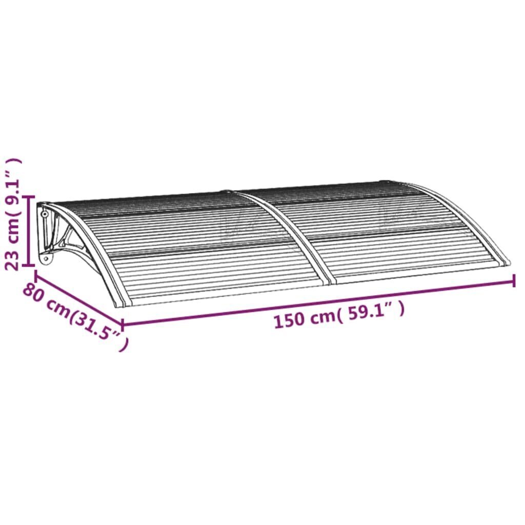 vidaXL ukse varikatus, hall, 150 x 80 cm, polükarbonaat hind ja info | Ukse varikatused | kaup24.ee