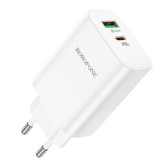 Сетевая зарядка Borofone BN10 Type-C 65W/USB-A 22.5W белая цена и информация | Зарядные устройства для телефонов | kaup24.ee