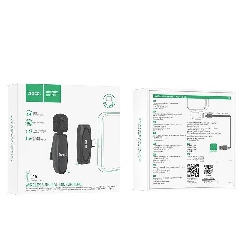 Mikrofon Hoco L15 Type-C must hind ja info | Mikrofonid | kaup24.ee