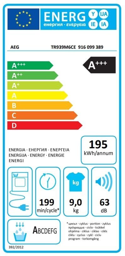 Aeg TR939M6CE цена и информация | Pesukuivatid | kaup24.ee