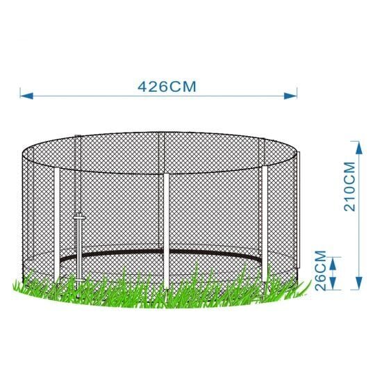 Turvavõrk postidega maapealsele batuudile 426cm must, galvaniseeritud raam, polüestervõrk hind ja info | Batuudid ja batuudi varuosad | kaup24.ee