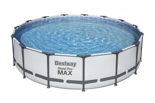 Каркасный бассейн с насосом-фильтром Bestway Steel Pro MAX, 457 x 122 см, светло-серый цвет, круглый цена и информация | Бассейны | kaup24.ee