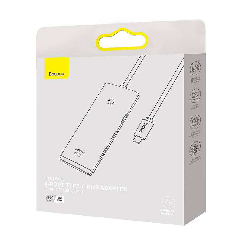 Baseus Adapter HUB – tüüp C kuni 4xUSB3.0 – 2 meetrit (WKQX030502) valge цена и информация | USB jagajad, adapterid | kaup24.ee