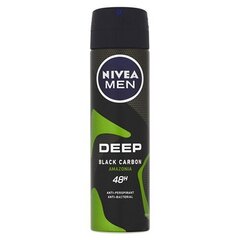 Дезодорант-спрей для мужчин Nivea Deep Black Carbon Amazonia, 150 мл цена и информация | Мужская парфюмированная косметика | kaup24.ee