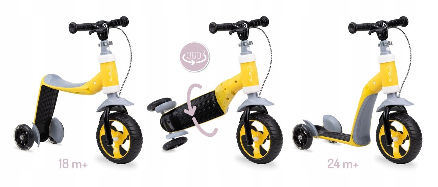 Laste tõukeratas MoMi Elios Led Rider 2 in 1, kollane hind ja info | Kolmerattalised jalgrattad | kaup24.ee
