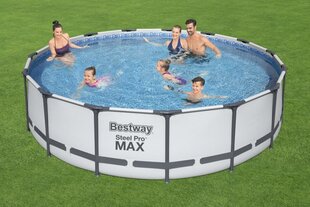 Каркасный бассейн с насосом-фильтром Bestway Steel Pro MAX, 457 x 107 см, светло-серый цвет, круглый цена и информация | Бассейны | kaup24.ee