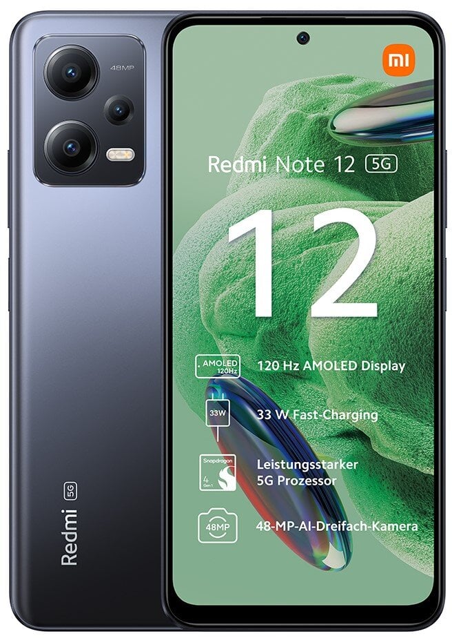 Xiaomi Redmi Note 12 5G 4/128GB Onyx Gray MZB0CY5EU hind ja info | Telefonid | kaup24.ee