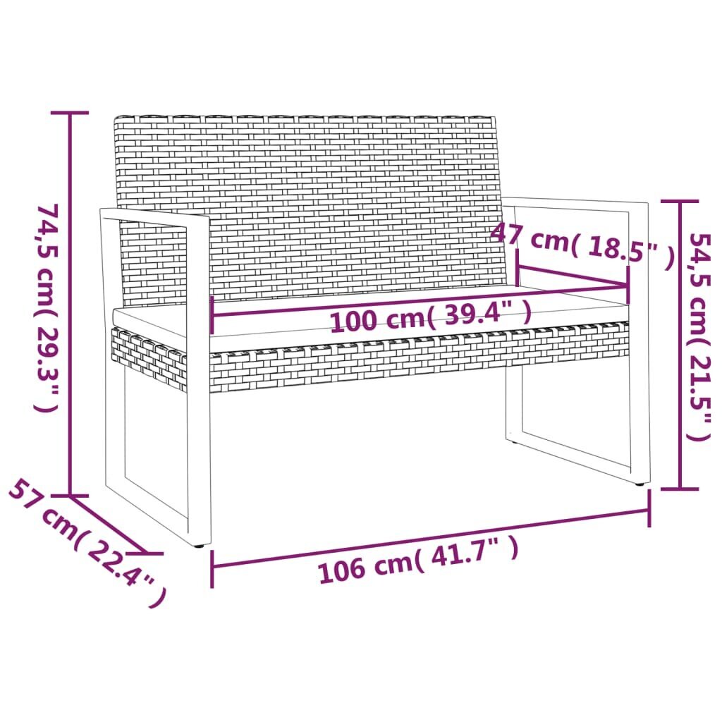 vidaXL aiapink patjadega, must, 106 cm, polürotang hind ja info | Aiapingid | kaup24.ee