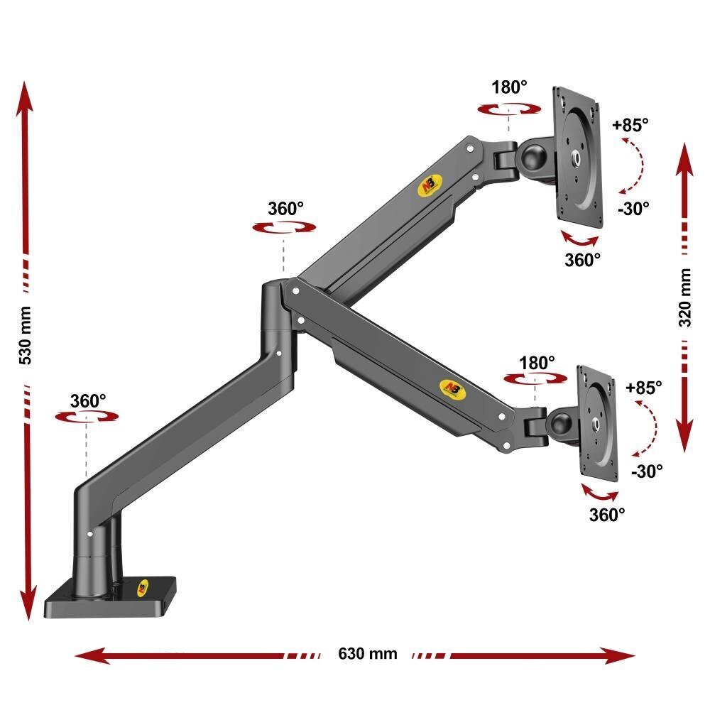 NB G35 22"-32" (VESA max 100*100mm, max 2*15 kg) hind ja info | Monitori hoidjad | kaup24.ee