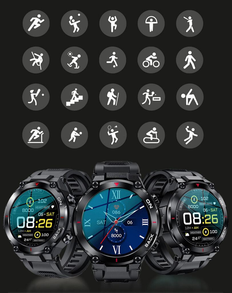BlueQ K37 Black hind ja info | Nutikellad (smartwatch) | kaup24.ee
