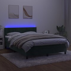 vidaXL kontinentaalvoodi madrats, LED, tumeroheline, 140x190 cm, samet hind ja info | Voodid | kaup24.ee