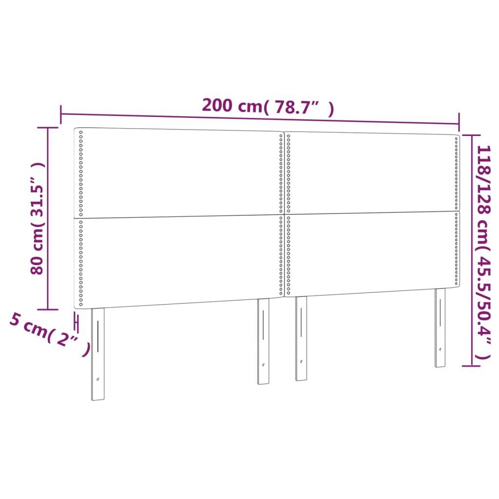 vidaXL LED-voodipeats, tumesinine, 200x5x118/128 cm, samet hind ja info | Voodid | kaup24.ee