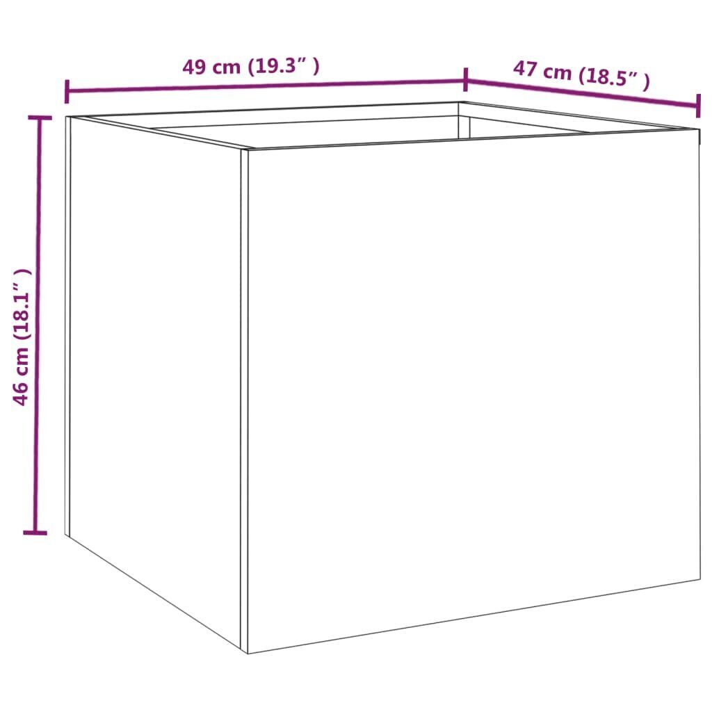 vidaXL taimekastid 2 tk, hall, 49x47x46 cm, ilmastikukindel teras hind ja info | Lillekastid | kaup24.ee