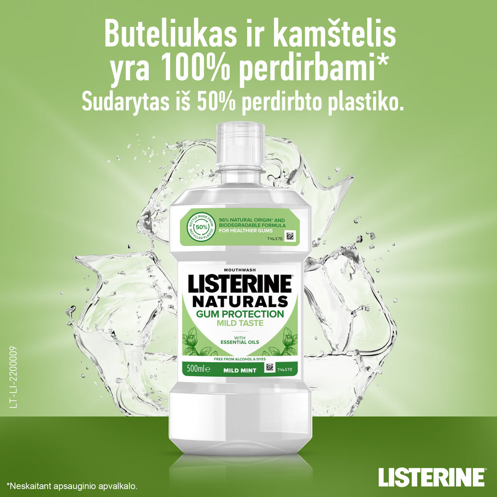 Suuvesi Listerine Naturals Gum Protection 500 ml цена и информация | Suuhügieen | kaup24.ee