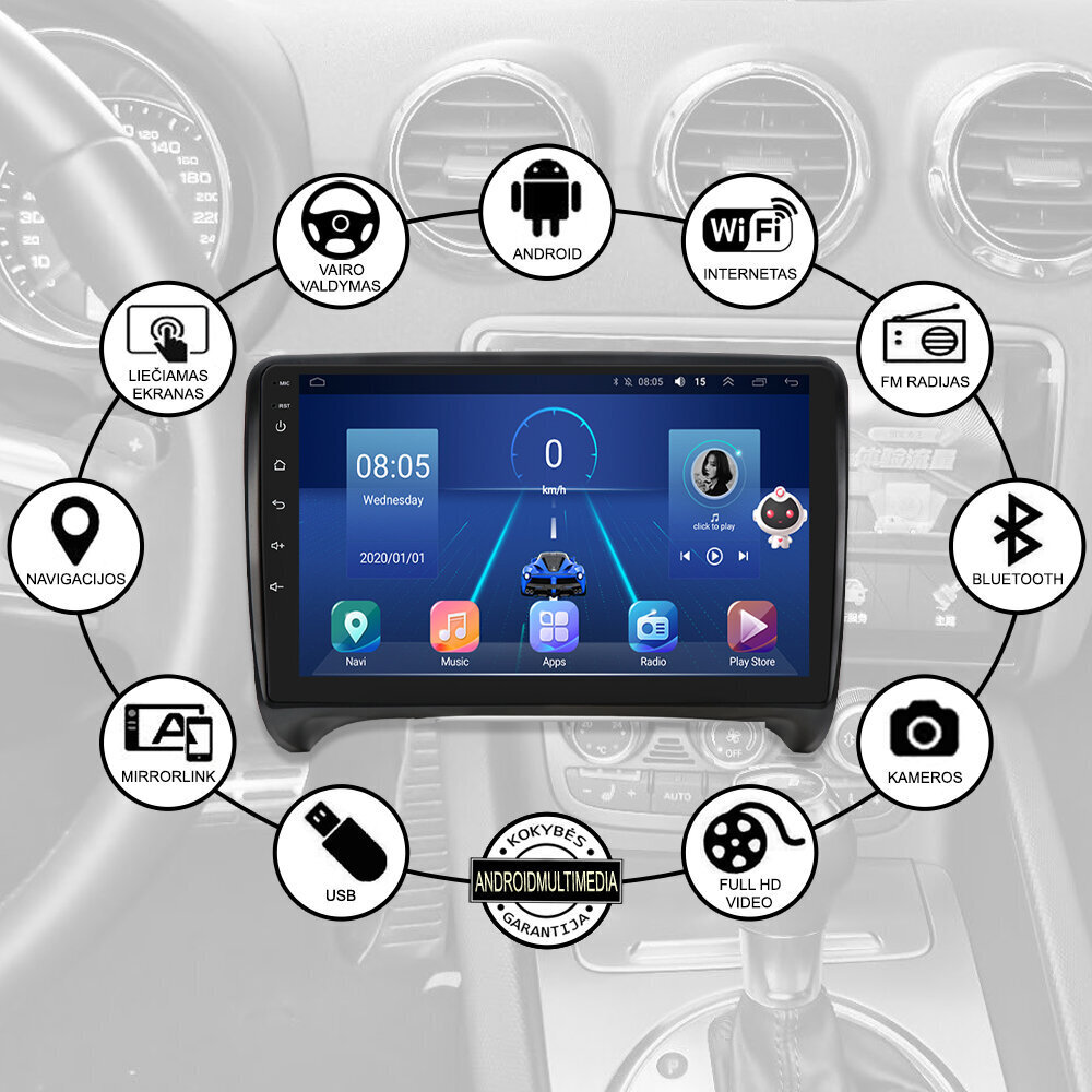 Audi TT 2008-14 Android-tahvelarvuti multimeedia hind ja info | Autoraadiod, multimeedia | kaup24.ee