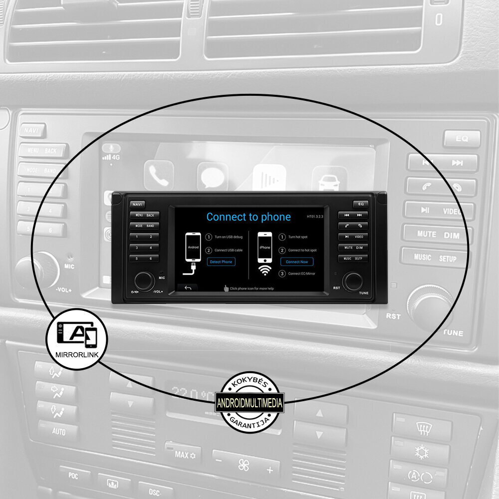 Bmw 5 (E39) X5 (E53) 1995-06 Android multimedia Org. imitatsioon hind ja info | Autoraadiod, multimeedia | kaup24.ee