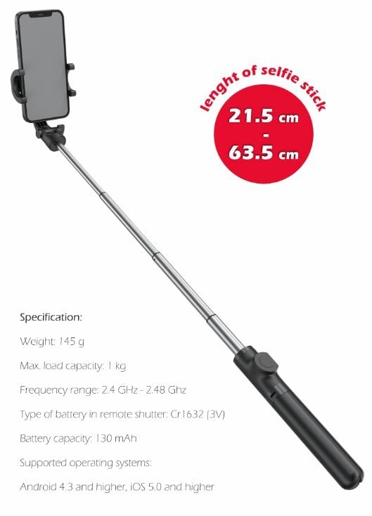Swissten Bluetooth Selfie Stick Aluminum Tripod For Mobile Phones and GoPro With Remote Control hind ja info | Selfie sticks | kaup24.ee