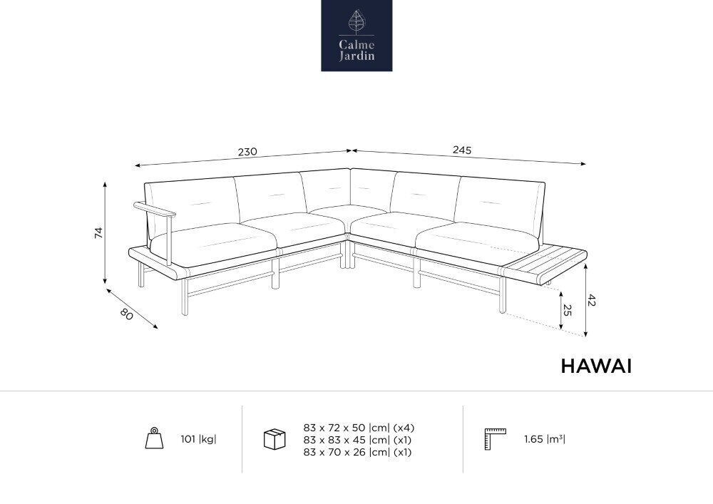 Õue nurgadiivan Calme Jardin Hawai, beež hind ja info | Aiatoolid | kaup24.ee