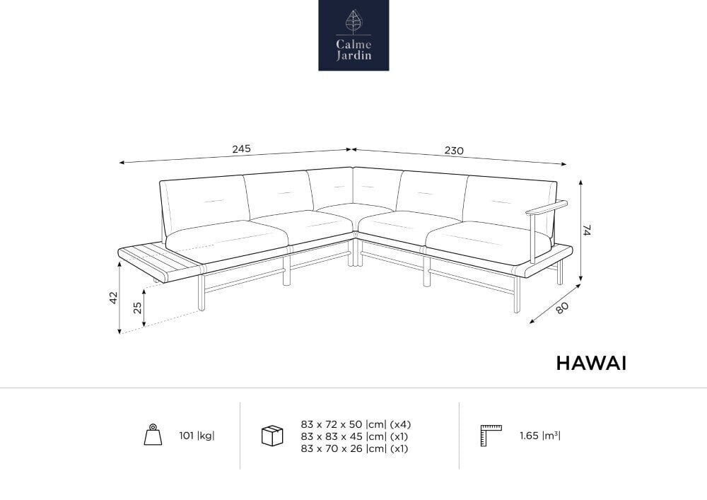 Õue nurgadiivan Calme Jardin Hawai, beež цена и информация | Aiatoolid | kaup24.ee