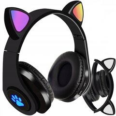 Juhtmeta kõrvaklapid kassikõrvadega, must hind ja info | Kõrvaklapid | kaup24.ee