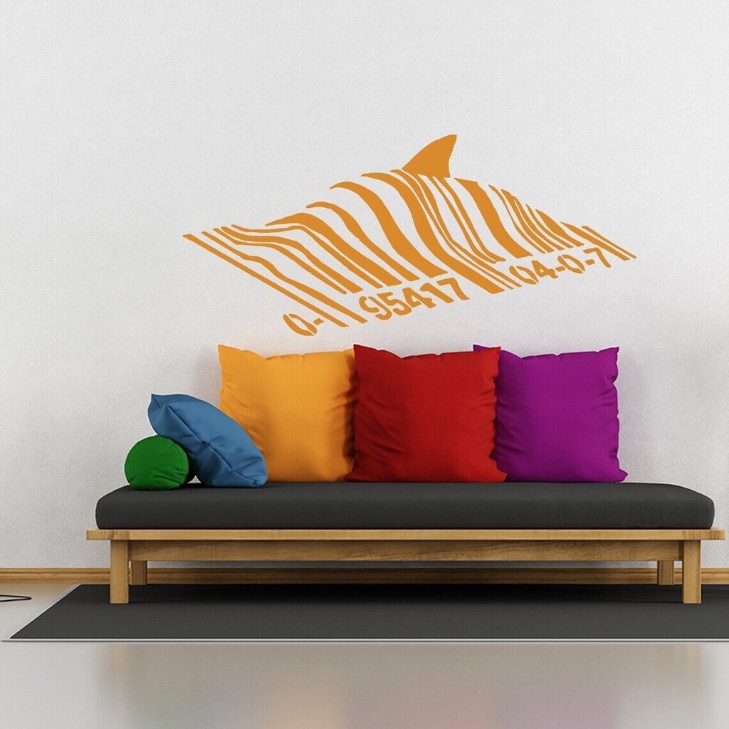 Kollane vinüülist seinakleebis Shark – triipkoodiga sisekujundus – 120 x 53 cm цена и информация | Seinakleebised | kaup24.ee