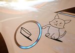 Vinüülist autokleebis Hungry Cat kütusepaagi kleebis – 20 x 20 cm