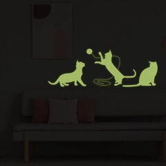 Наклейки на стену Милые коты Светящиеся в темноте стикеры Декор интерьера - 100 х 33 см цена и информация | Декоративные наклейки | kaup24.ee