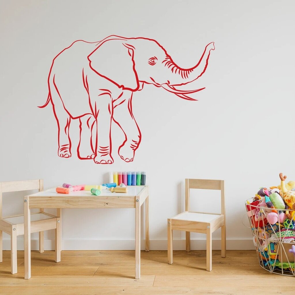 Vinüülpunane seinakleebis armas Safari Elephant sisekujundus – 140 x 101 cm цена и информация | Seinakleebised | kaup24.ee