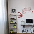 Виниловая красная наклейка на стену Наушники и ноты Музыкальный дизайн Декор интерьера - 100 х 68 см
