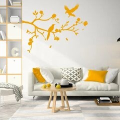 Vinüülkollane seinakleebis Puu, oks ja linnud – 100 x 76 cm hind ja info | Seinakleebised | kaup24.ee