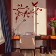 Vinüülpunane seinakleebis puuoksa ja lindudega – 100 x 76 cm