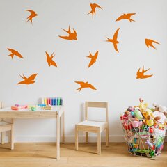 Vinüüloranžid seinakleebised lendavad linnud - 12 tk. hind ja info | Seinakleebised | kaup24.ee