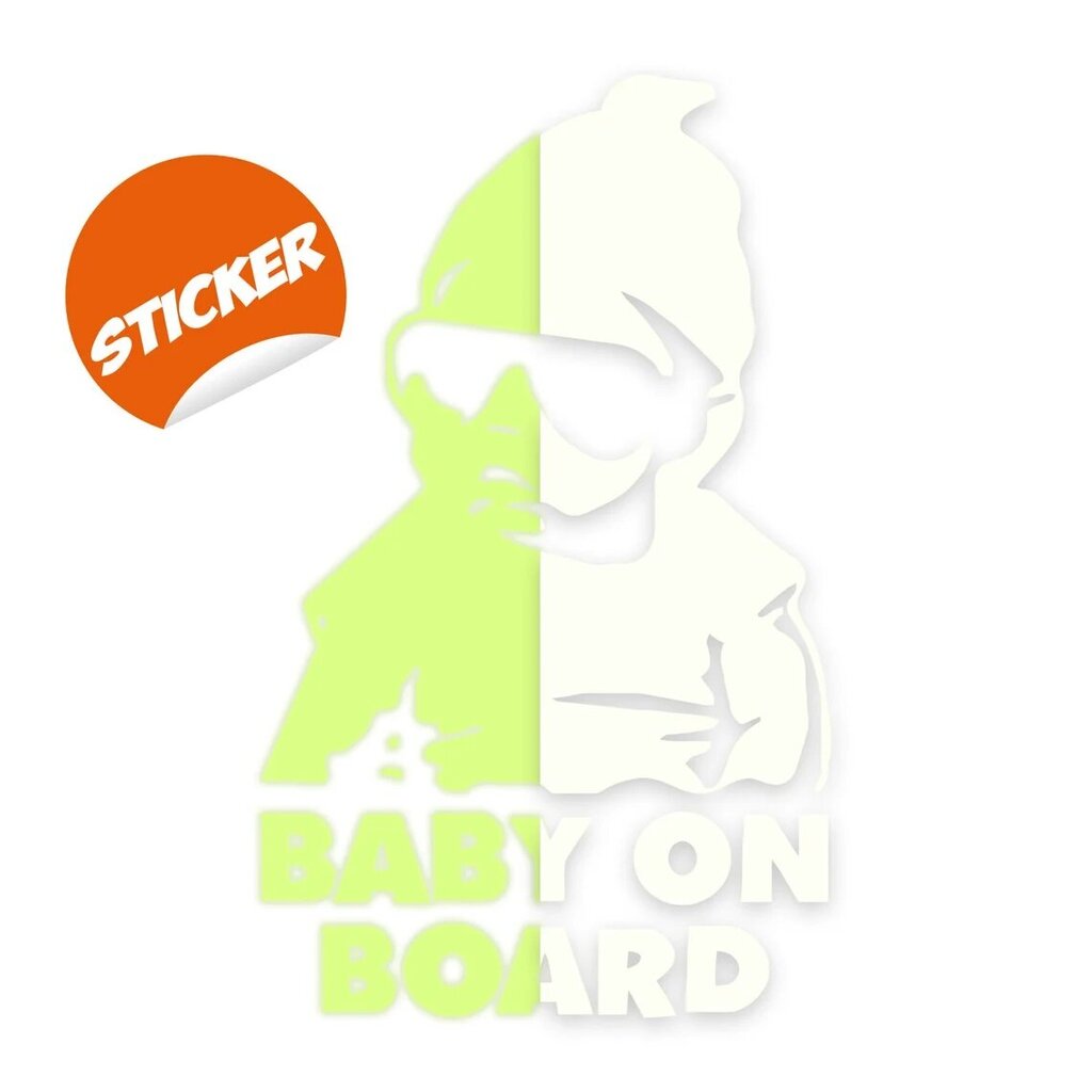 Vinüülist autokleebis "Baby in Board" Pimedas helendavad kleebised, autodekoratsioon - 20 x 12 cm hind ja info | Seinakleebised | kaup24.ee