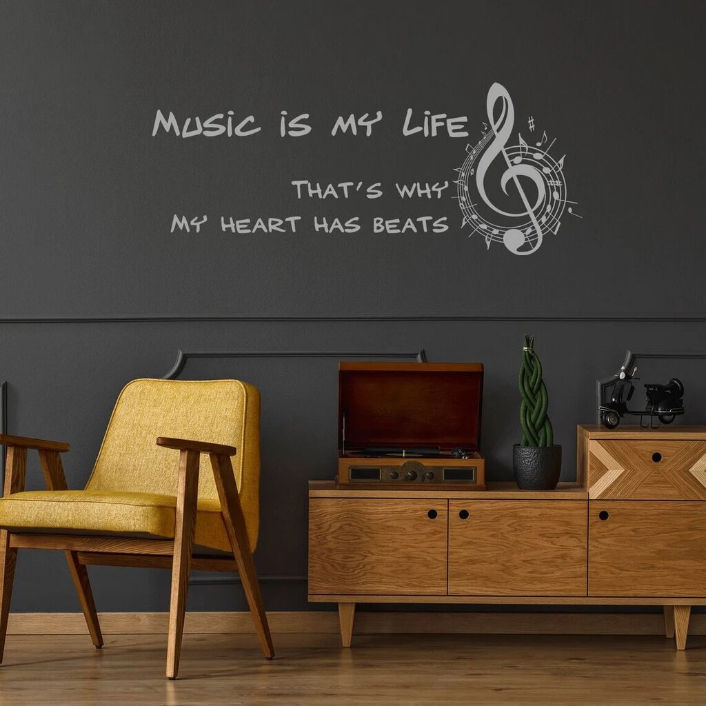 Vinüülhall seinakleebis muusikaline inspireeriv kiri Treble Clef sisekujundus – 80–33 cm цена и информация | Seinakleebised | kaup24.ee