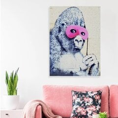 Seinale prinditud lõuend Gorilla roosas maskis – 60 x 40 cm цена и информация | Декоративные наклейки | kaup24.ee