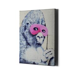 Seinale prinditud lõuend Gorilla roosas maskis – 60 x 40 cm цена и информация | Декоративные наклейки | kaup24.ee