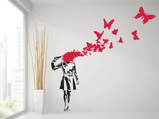 Виниловая наклейка на стену Banksy граффити Девочка с пистолетом Бабочки Декор интерьера - 80 см цена и информация | Декоративные наклейки | kaup24.ee
