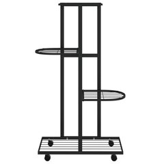 vidaXL 4 tasandiga lillealus ratastel 44x23x80 cm must raud hind ja info | Vaasid, alused, redelid lilledele | kaup24.ee