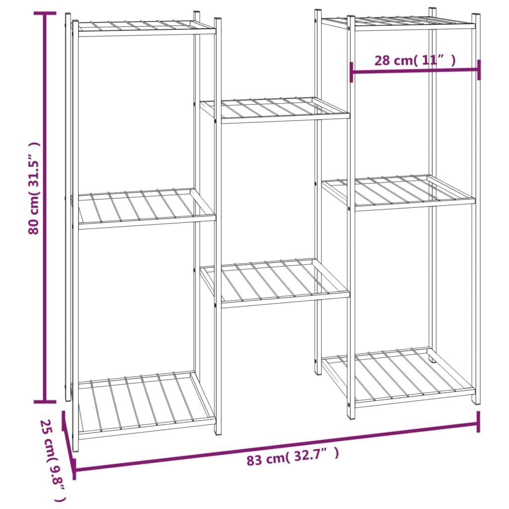 vidaXL lillealus, 83 x 25 x 80 cm, must, raud hind ja info | Vaasid, alused, redelid lilledele | kaup24.ee