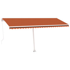 vidaXL iseseisev käsitsitõmmatav varikatus, 500 x 350 cm, oranž/pruun hind ja info | Päikesevarjud, markiisid ja alused | kaup24.ee