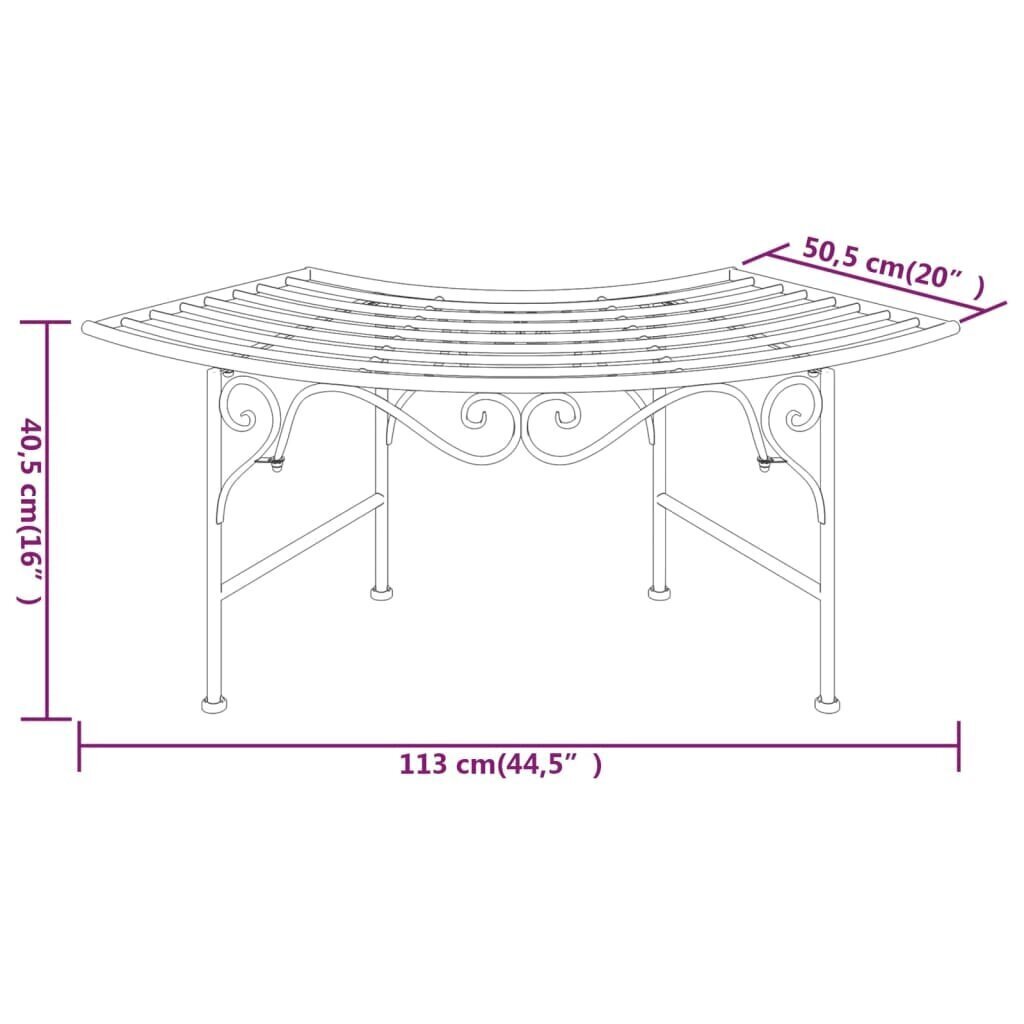 vidaXL puu ümber paigaldatav pink, 113 cm, must, teras цена и информация | Aiapingid | kaup24.ee