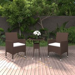vidaXL 3-osaline aiamööblikomplekt, polürotang, pruun hind ja info | Aiamööbli komplektid | kaup24.ee