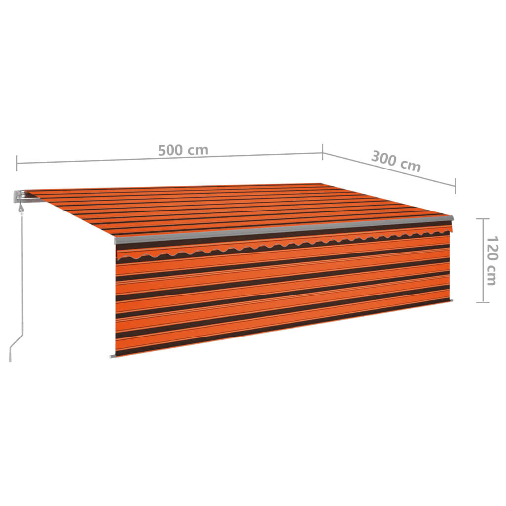 vidaXL automaatne varikatus, LED, tuuleandur 5x3 m oranž/pruun hind ja info | Päikesevarjud, markiisid ja alused | kaup24.ee