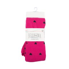 Laste sukkpüksid B402 roosa-mustad südamed цена и информация | Носки, колготки для девочек | kaup24.ee