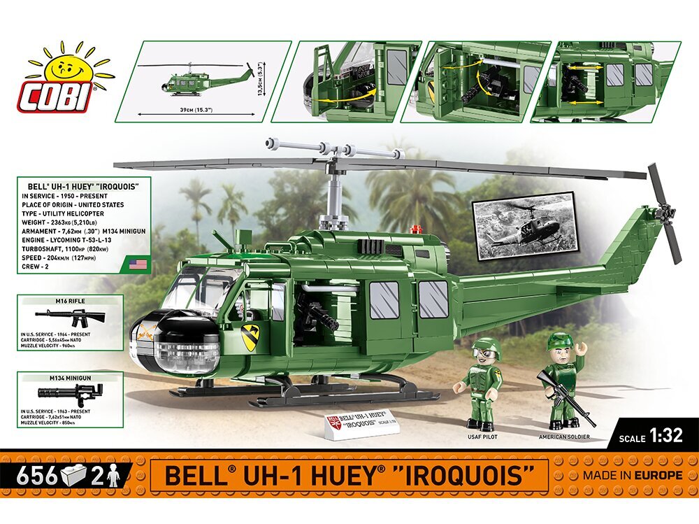 COBI - Plastkonstruktorid Bell UH-1 Huey Iroquois, 1/32, 2423 цена и информация | Klotsid ja konstruktorid | kaup24.ee